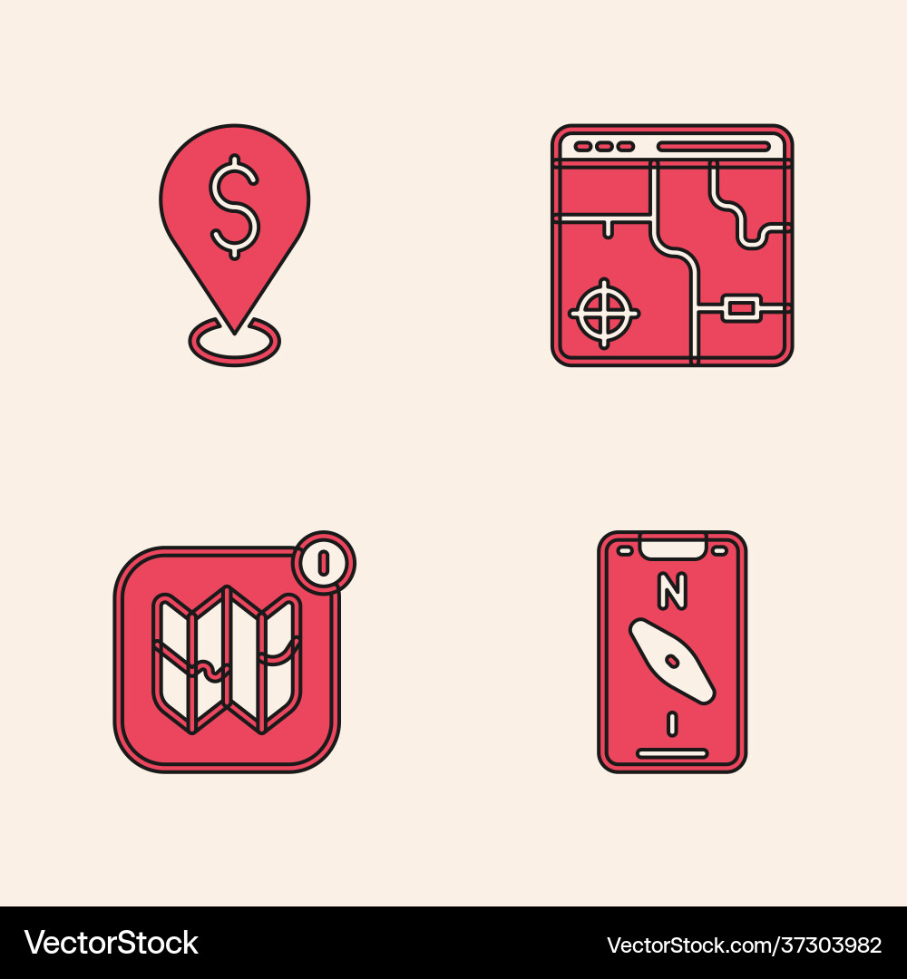 Set compass on mobile cash location infographic Vector Image