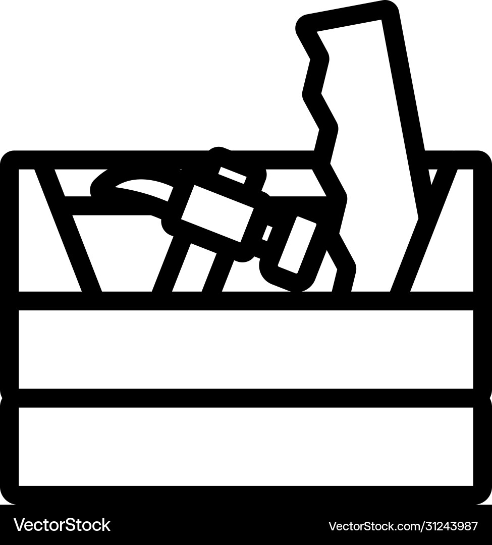 Box with carpentry tools icon outline Royalty Free Vector