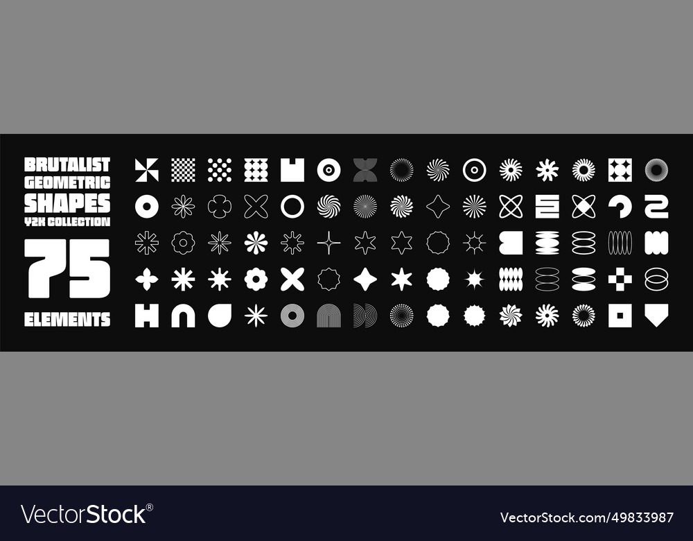 Brutalist geometric shapes symbols simple Vector Image