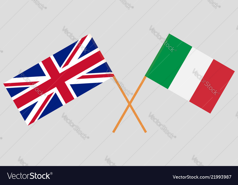 Crossed uk and italy flags Royalty Free Vector Image