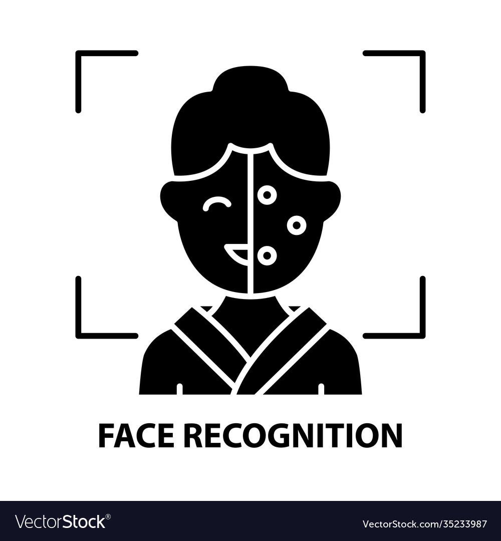 Face recognition icon black sign Royalty Free Vector Image