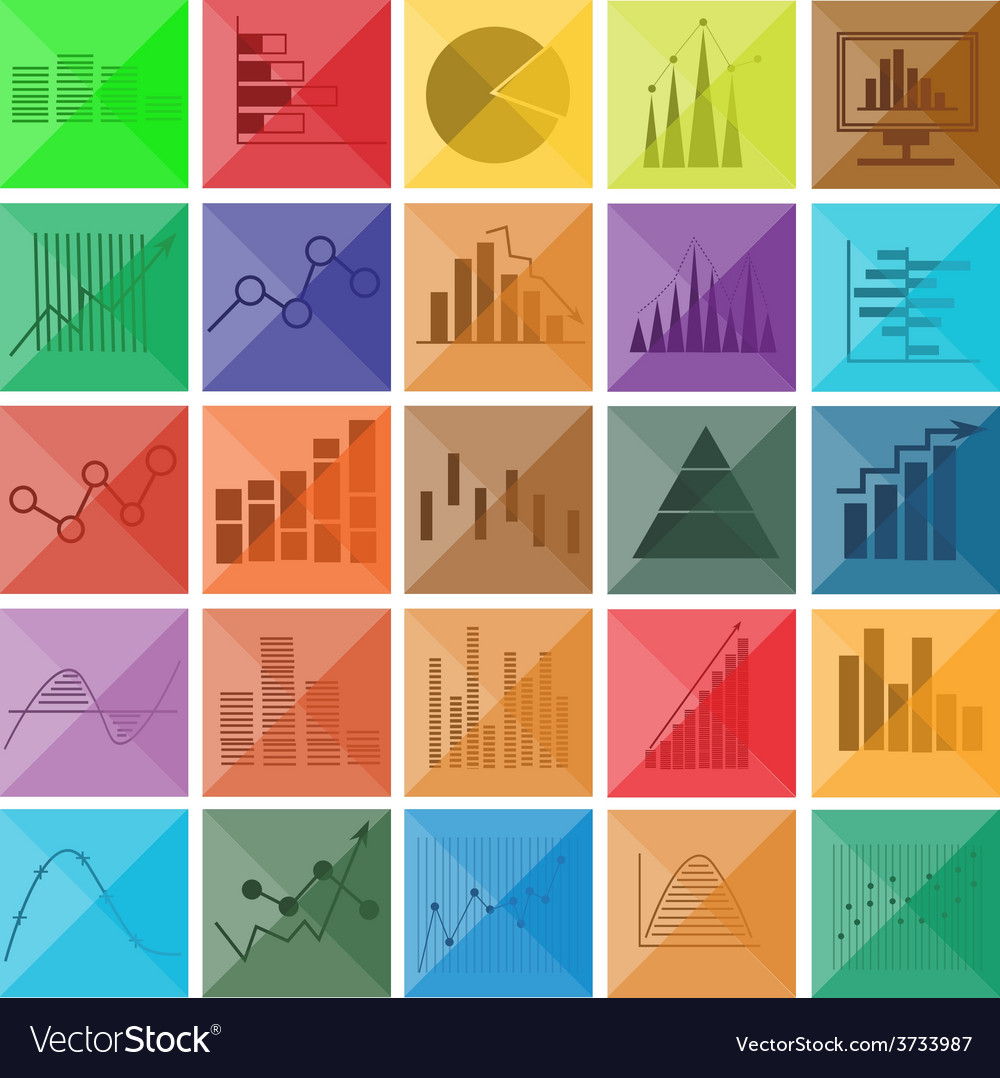 Graph and diagram for business icons