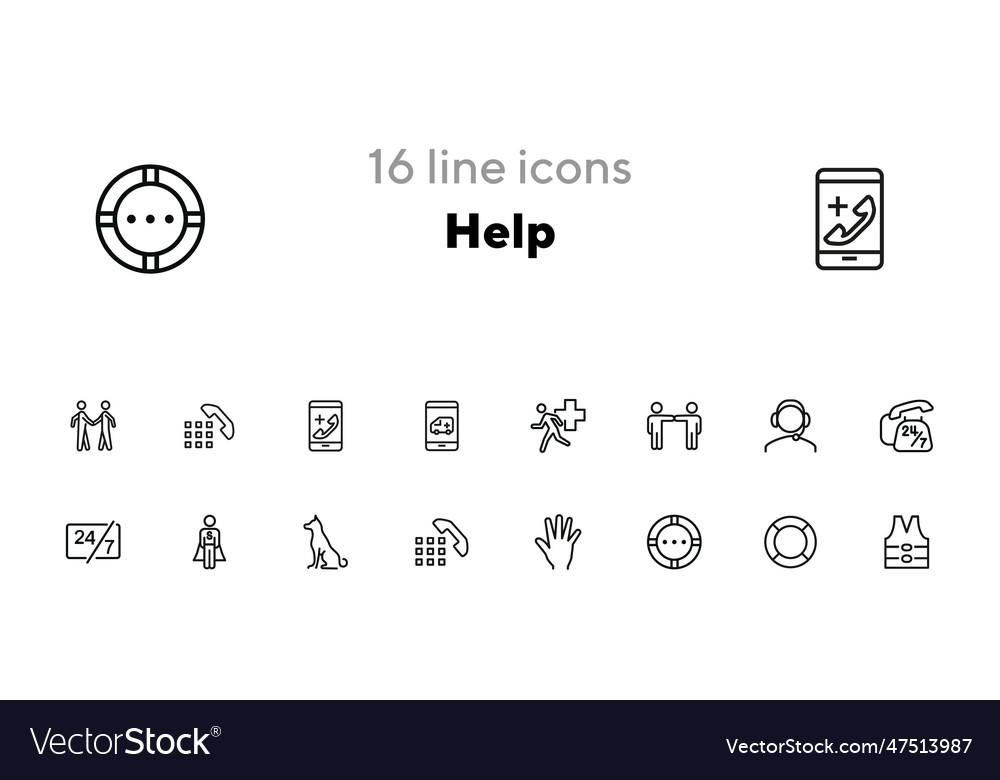 Help line icon set Royalty Free Vector Image - VectorStock