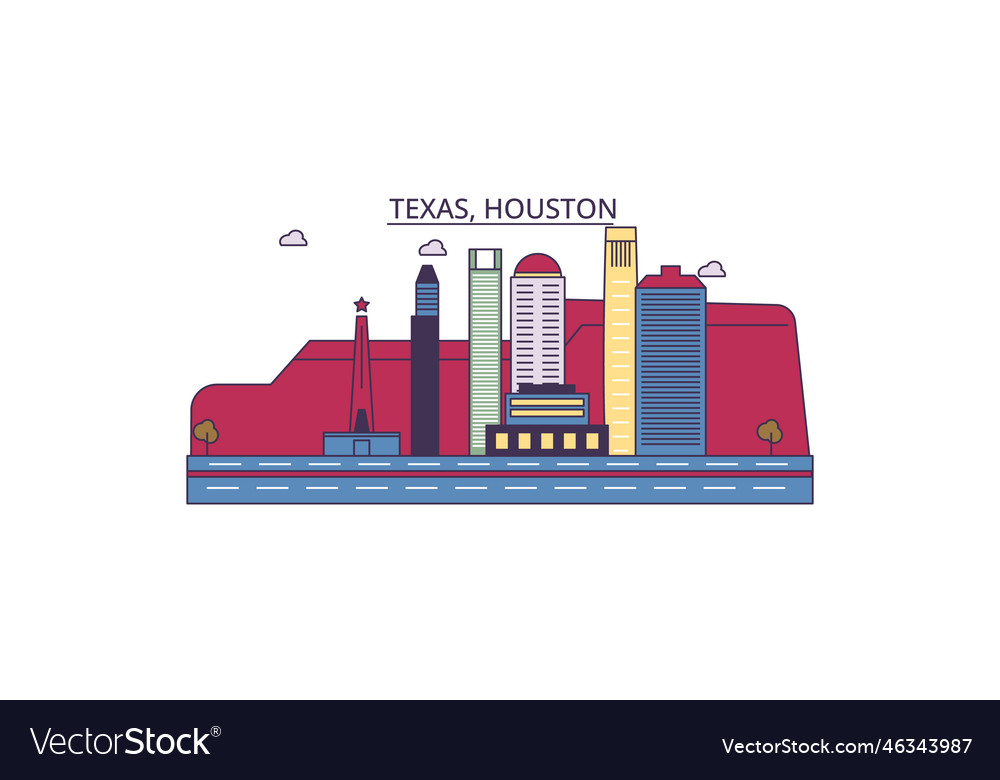 United states houston tourism landmarks Royalty Free Vector