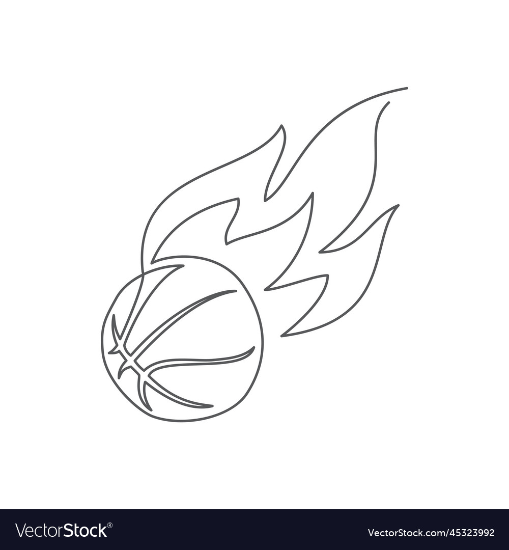 Basketball one line drawing isolated on white Vector Image