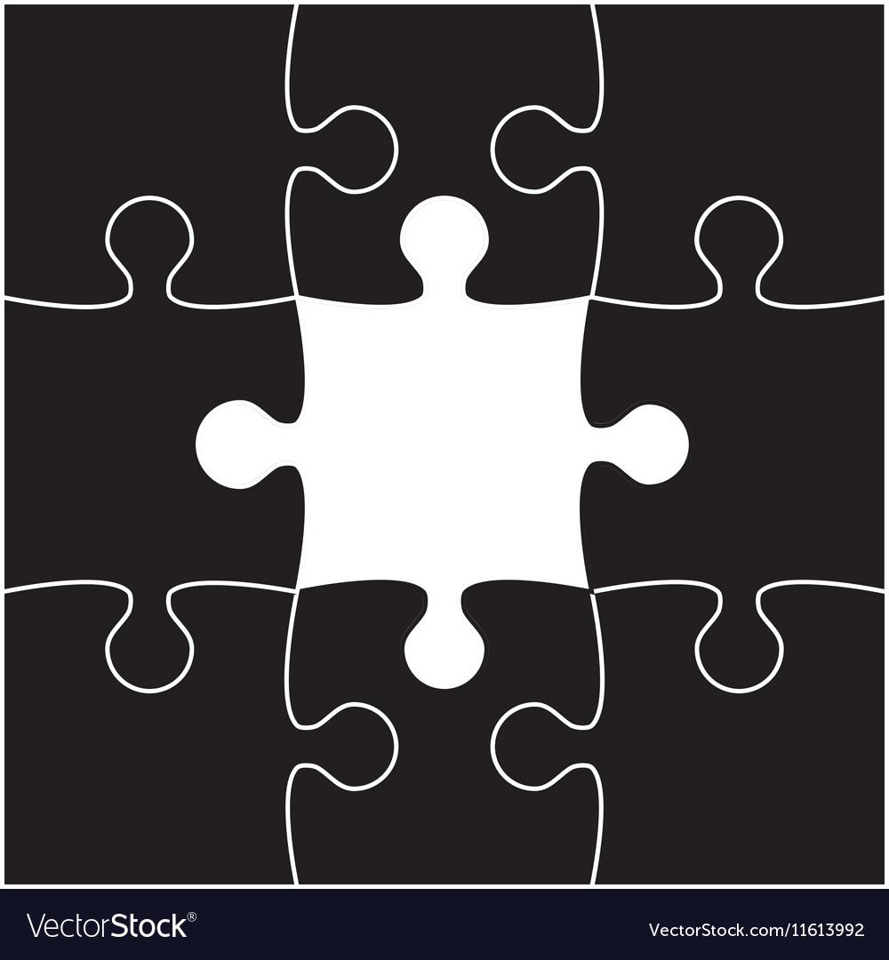 White puzzles piece jigsaw - 9 pieces Royalty Free Vector