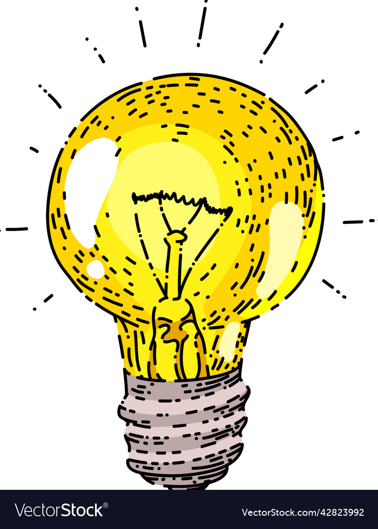 Bulb idea sketch hand drawn Royalty Free Vector Image