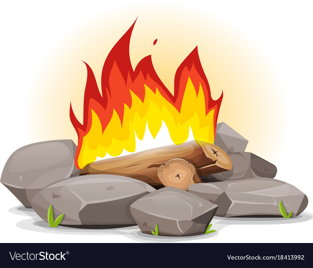 Campfire with burning flames Royalty Free Vector Image