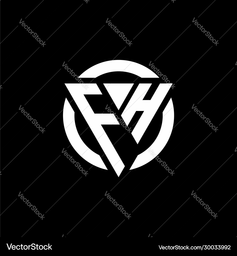 Fh logo with triangle shape and circle rounded Vector Image
