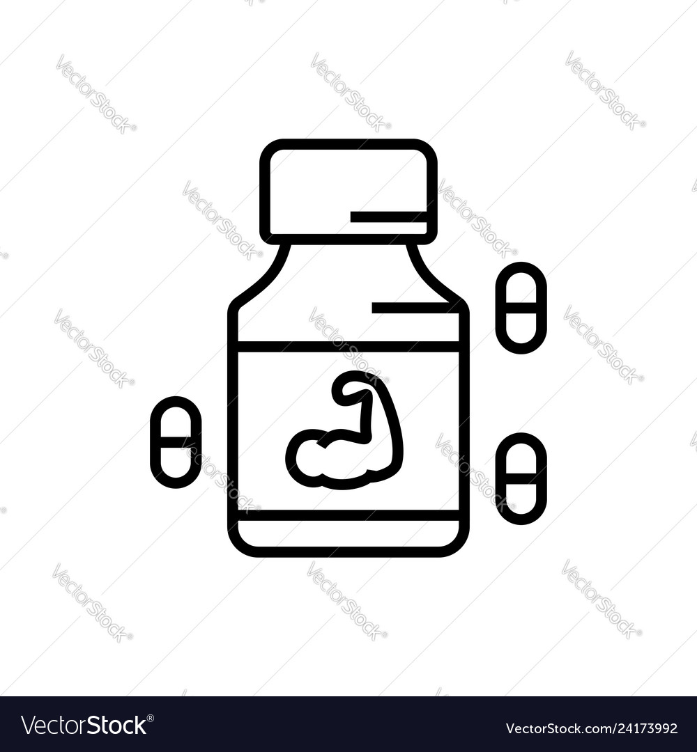 Fitness protein supplement icon with pill symbol Vector Image