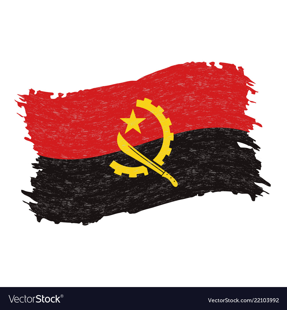 Flag of angola grunge abstract brush stroke Vector Image