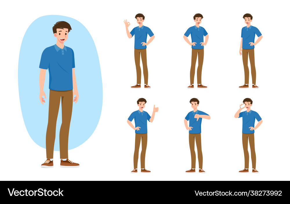 Flat design concept man with different poses Vector Image