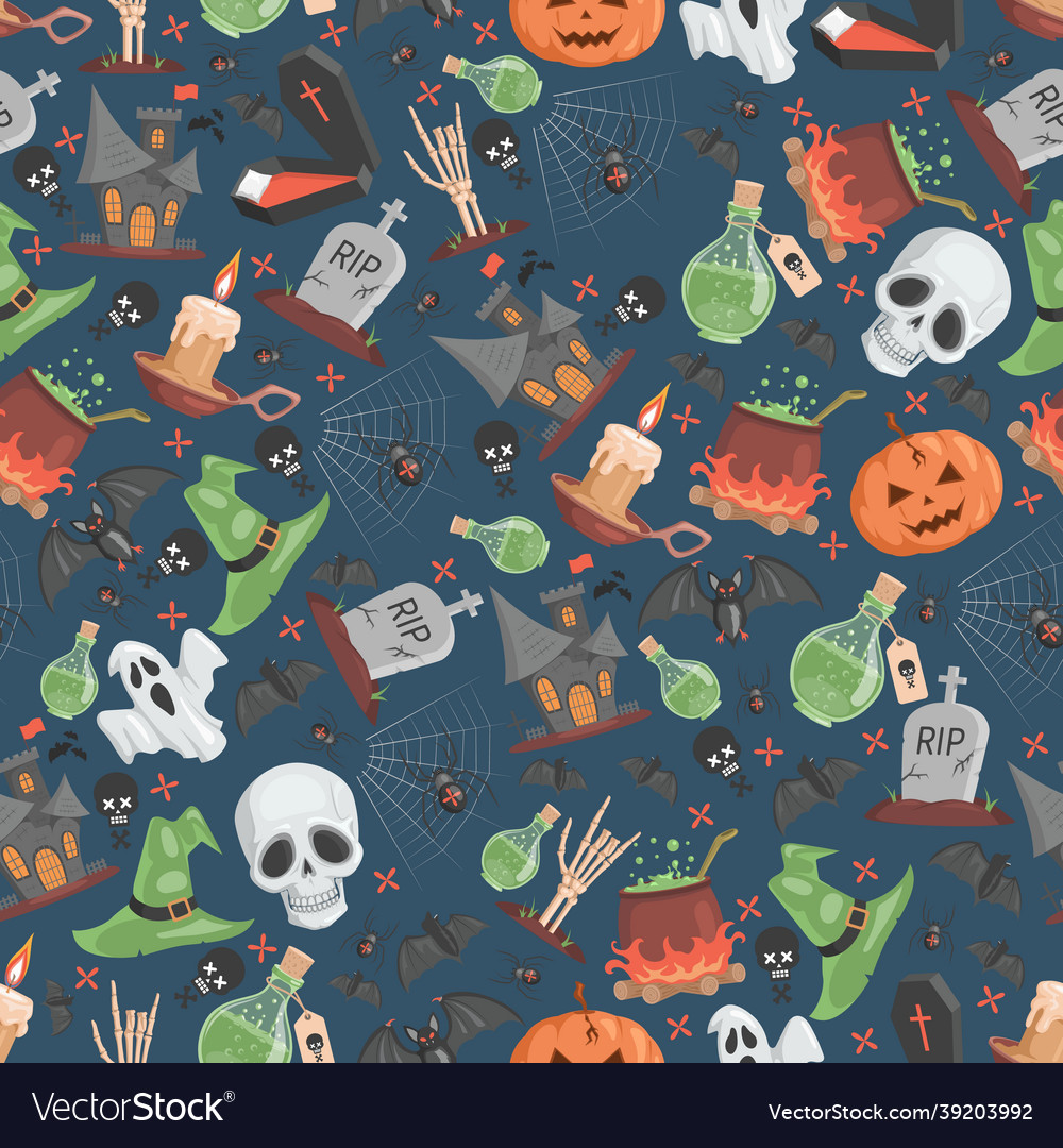 Halloween seamless pattern trick or treat Vector Image