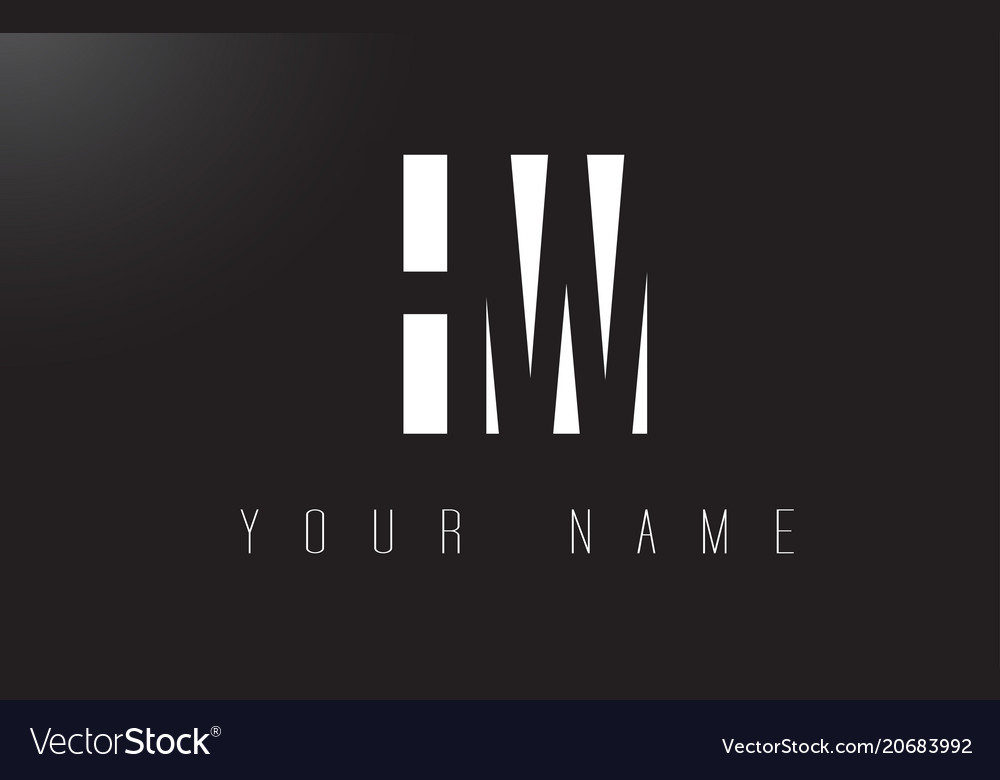 Hw letter logo with black and white negative