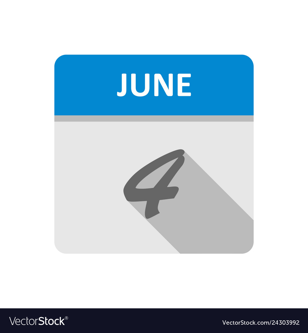 June 4th date on a single day calendar Royalty Free Vector