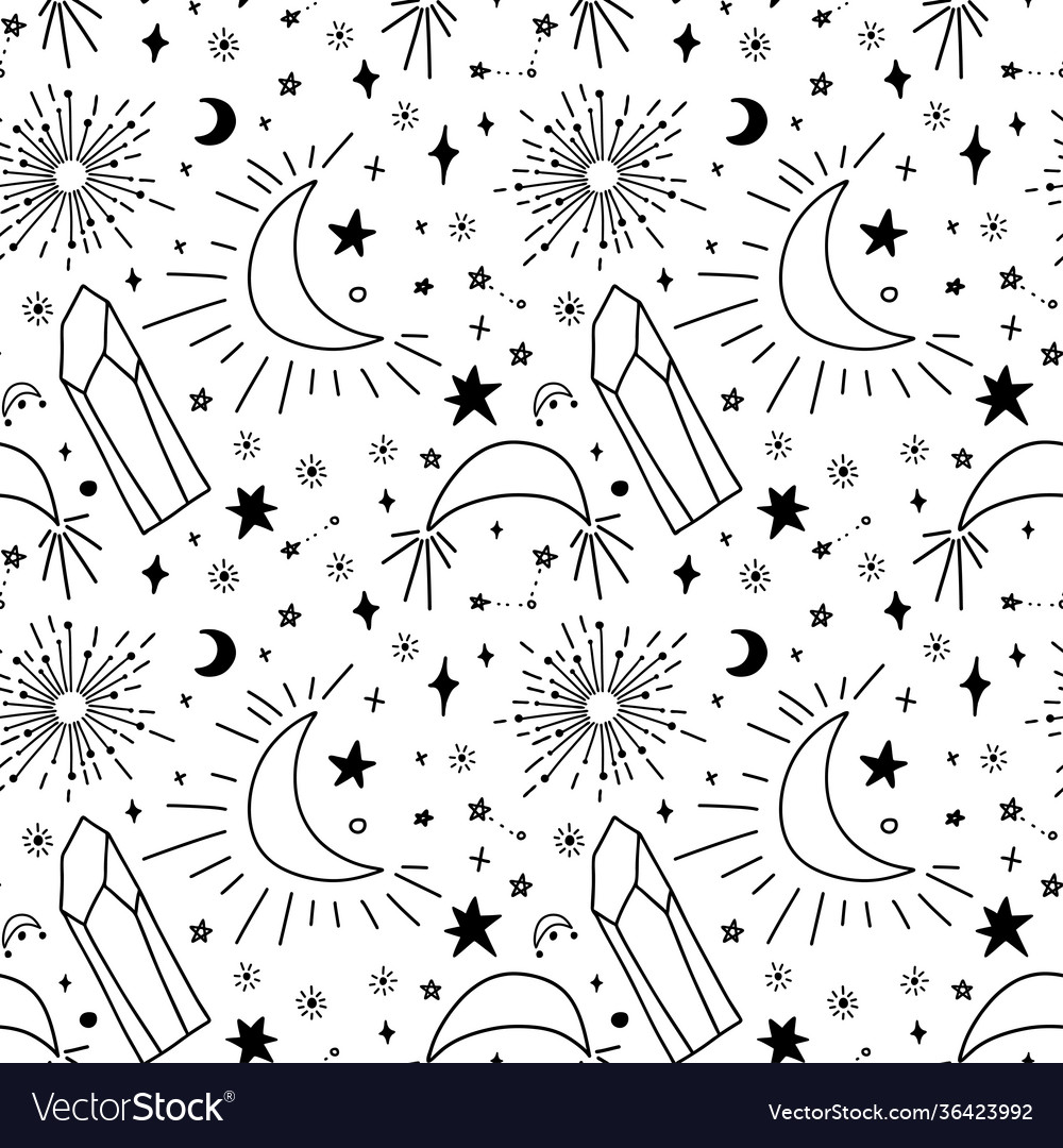 Seamless pattern with stars crystals