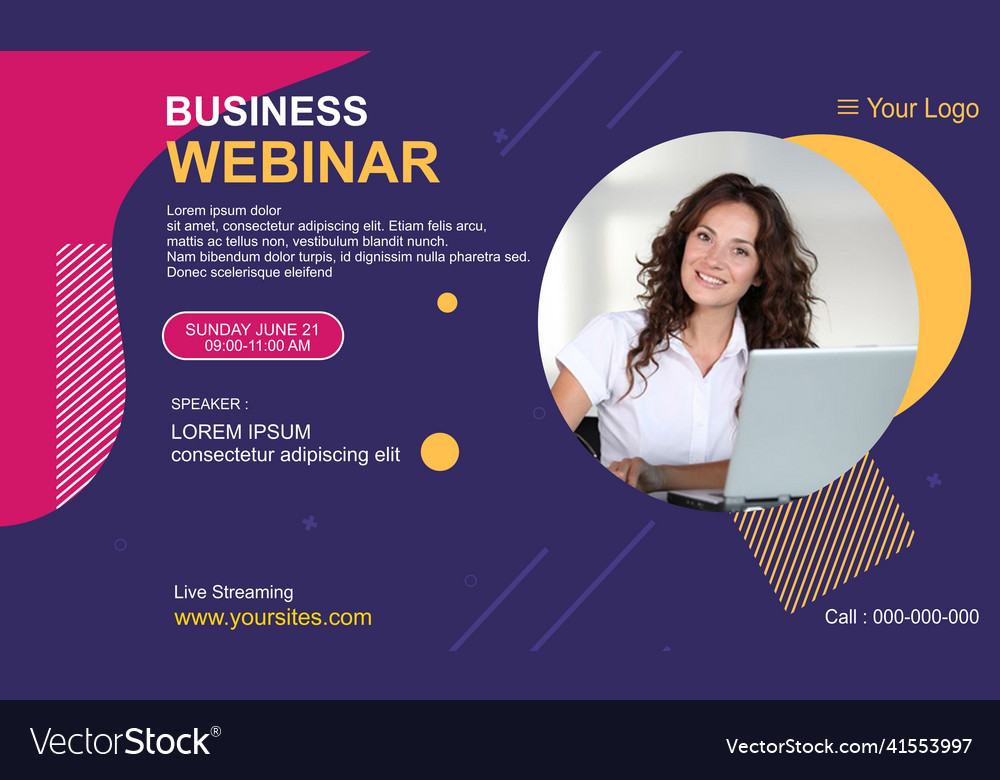 Business webinar template social media post Vector Image