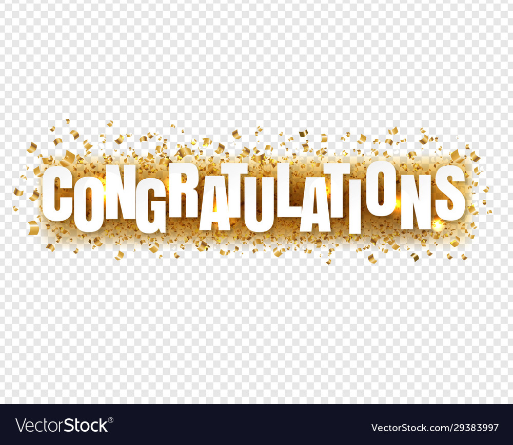 Congratulations text with confetti transparent Vector Image