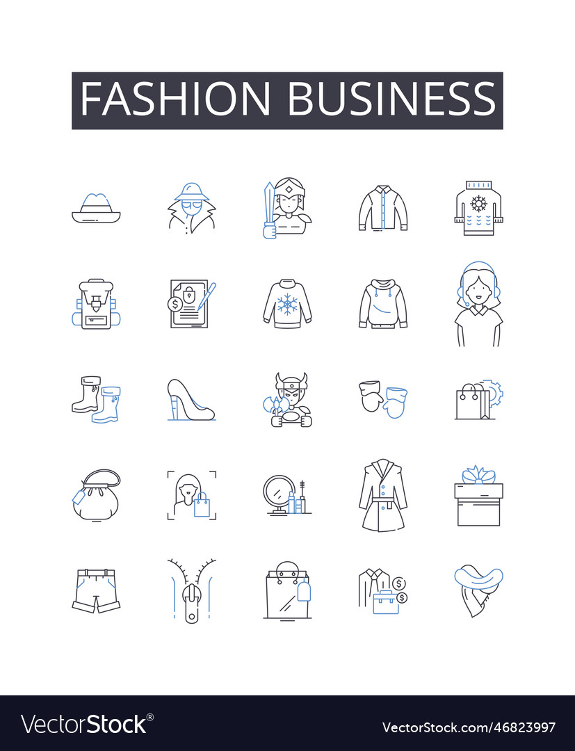 Fashion business line icons collection beauty