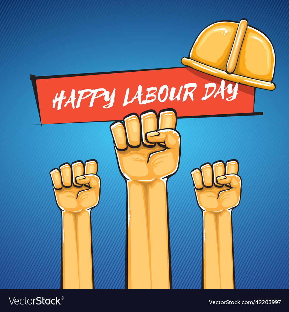 Happy labour day label with strong orange Vector Image