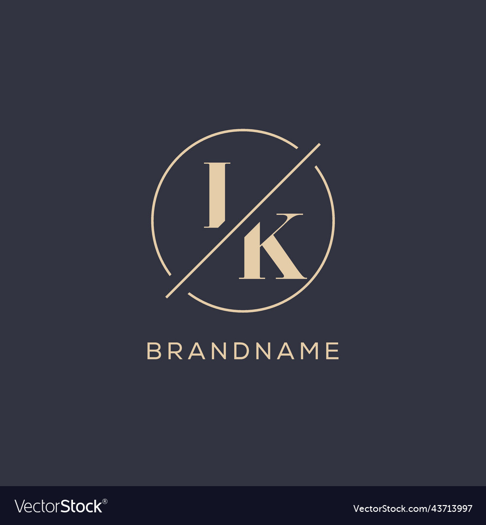 Initial letter ik logo with simple circle line