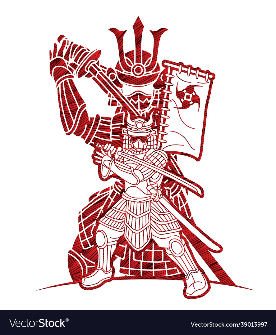 Samurai warrior action cartoon graphic