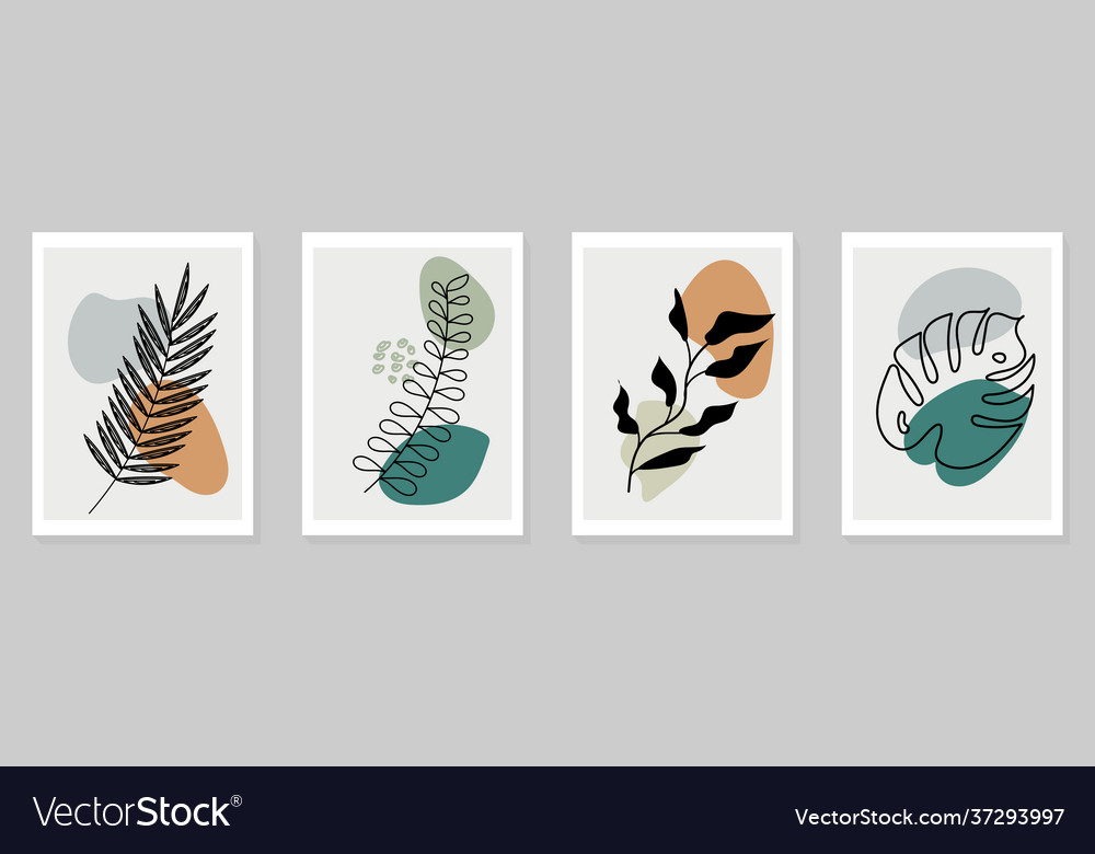 Set botanical wall art vector image Set botanical wall art