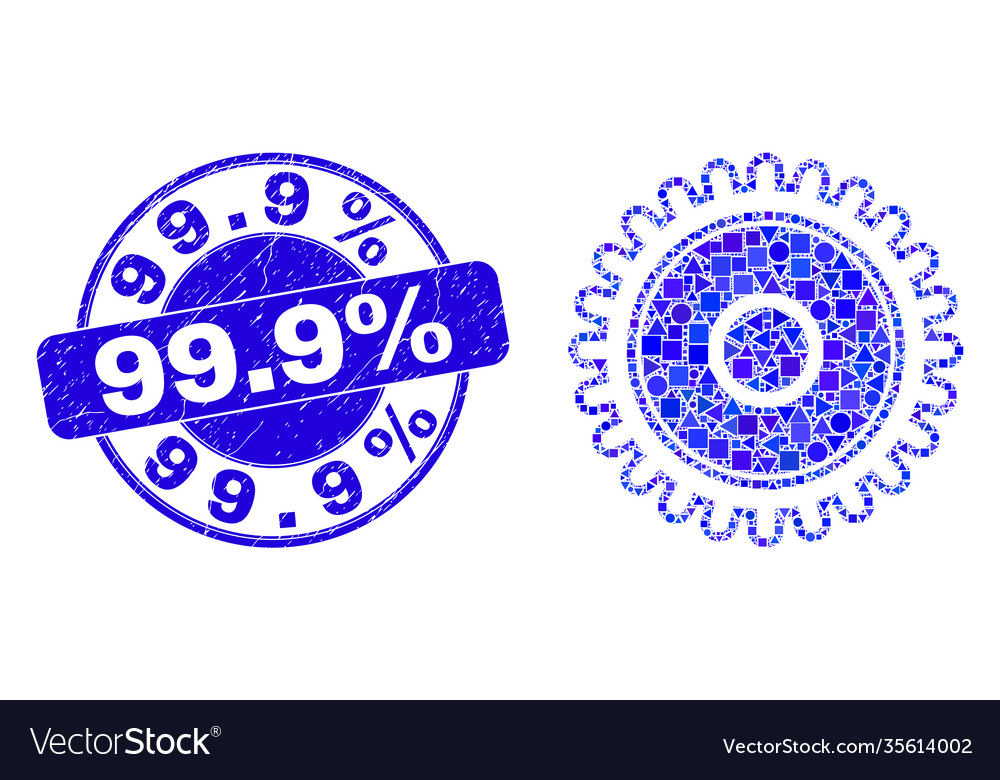 Blue distress 999 percent stamp seal and cog