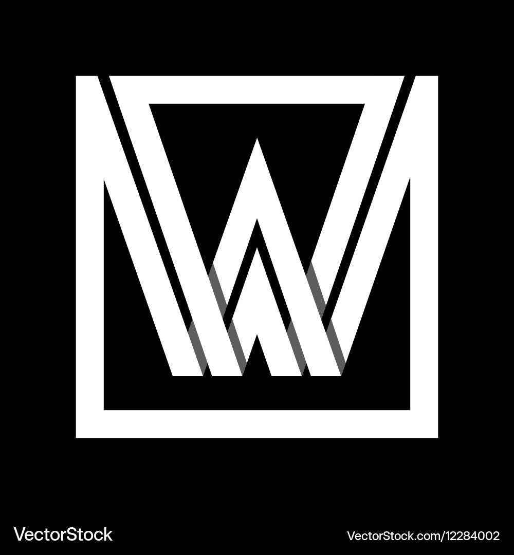 Capital letter w from white stripe enclosed Vector Image
