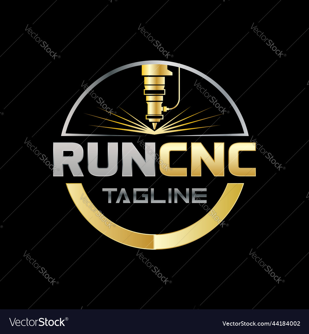 Cnc machine business logo design template Vector Image