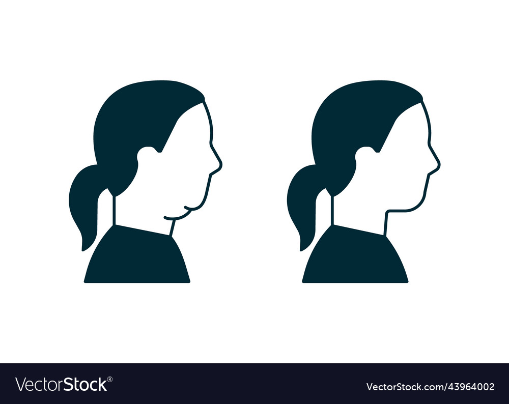 Double chin of woman icon change in facial