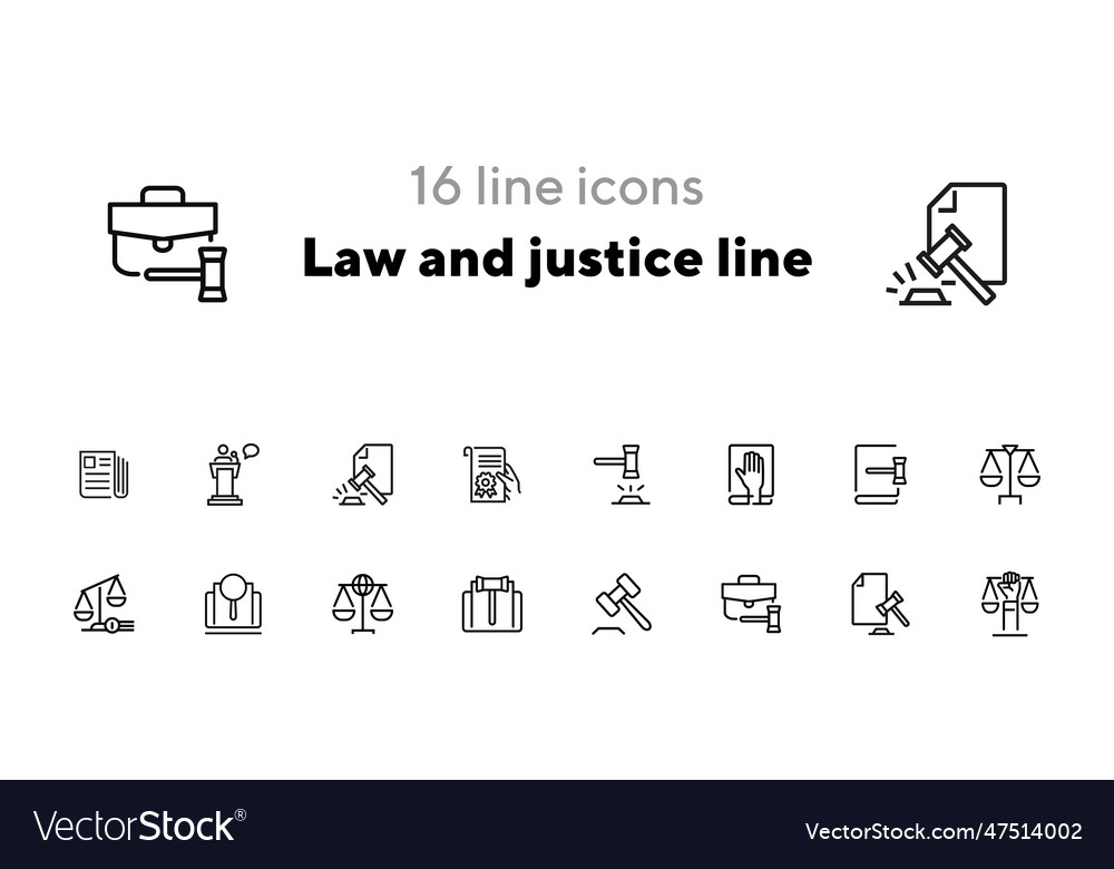 Law And Justice Line Icons Royalty Free Vector Image 5019