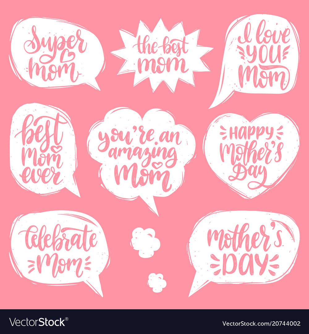 Set mothers day hand lettering in speech Vector Image