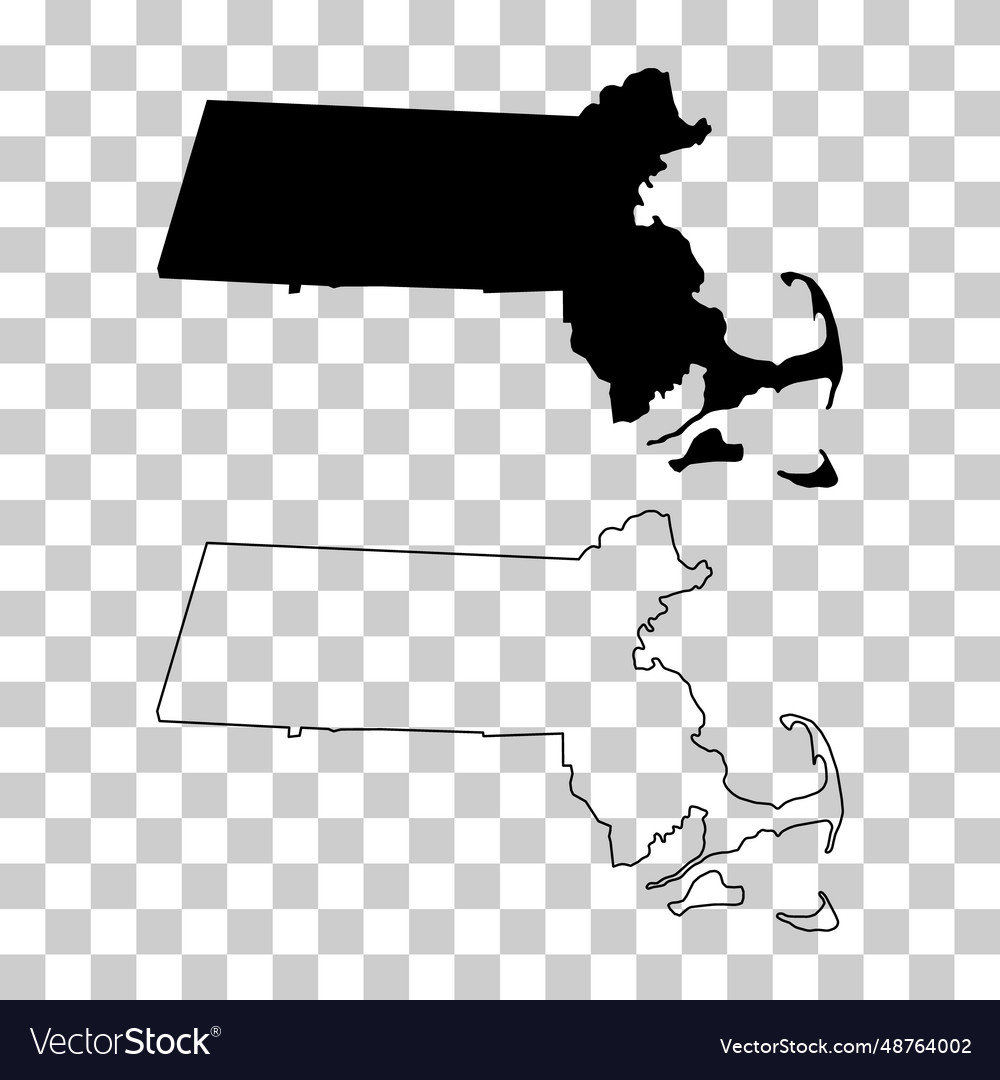 Set of massachusetts map united states america Vector Image