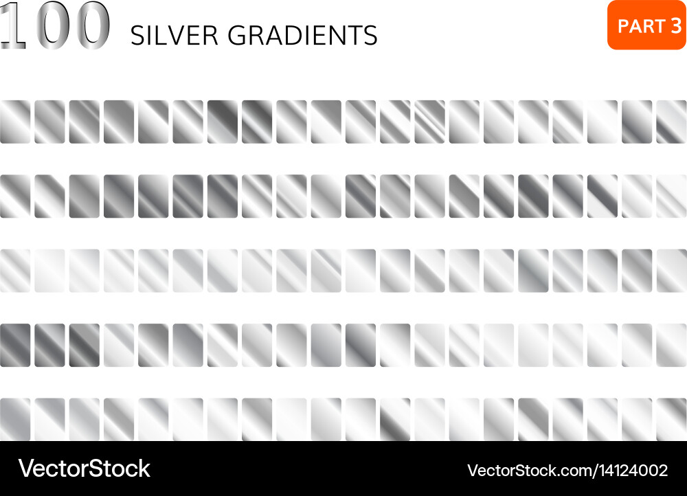 Silver gradient set metallic silver Royalty Free Vector