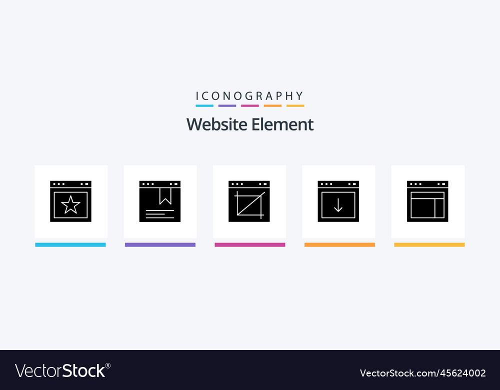 Website element glyph 5 icon pack including