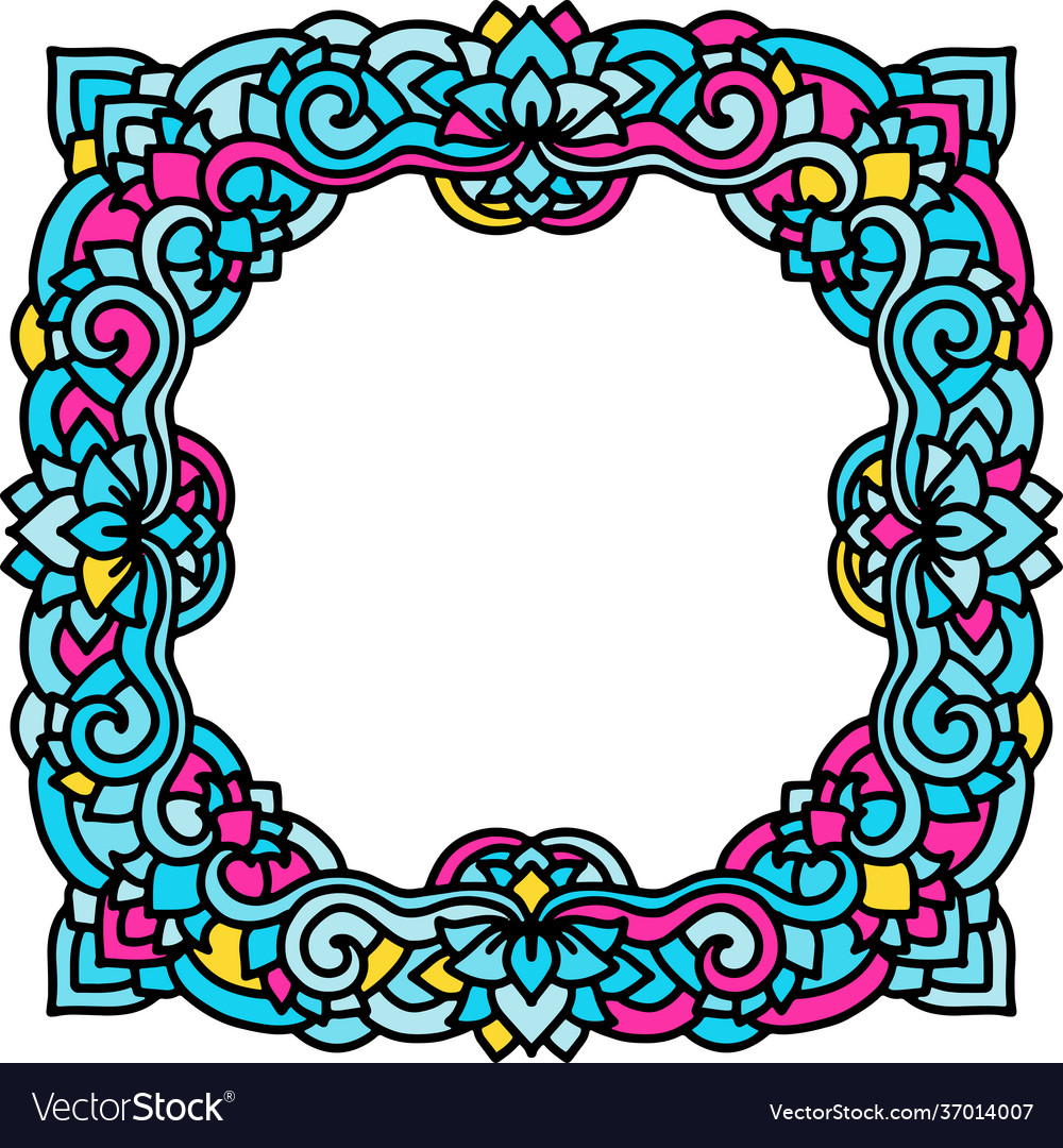 Abstract mandala frame asian leaves pattern Vector Image