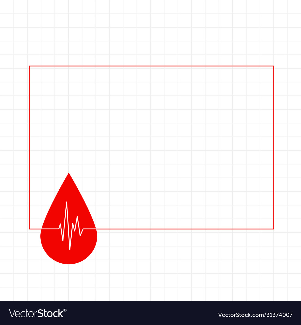 Blood drop with heartbeat line frame text