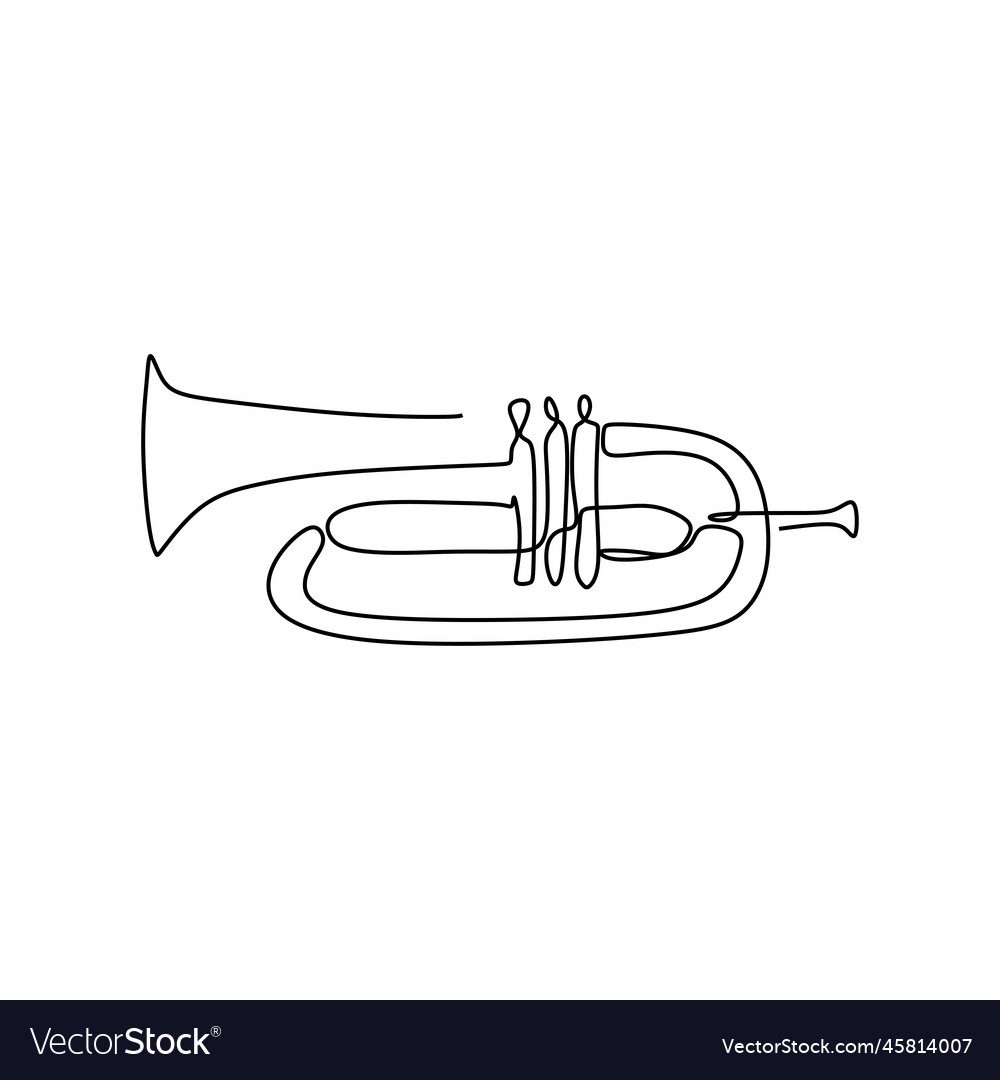 Continuous line drawing cornet music instrument