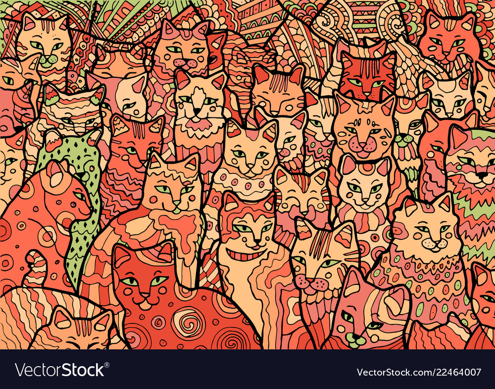 Zypern Katzen auf doodle Hintergrund