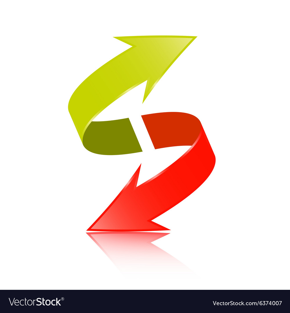 Double Arrow 3D Green and Red Symbol Royalty Free Vector