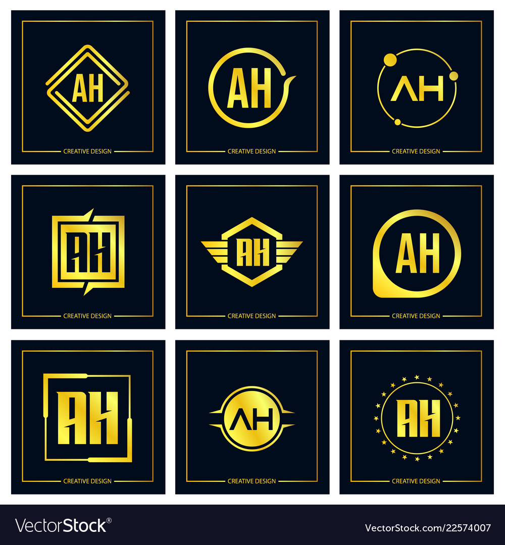 Initial letter ah logo set design