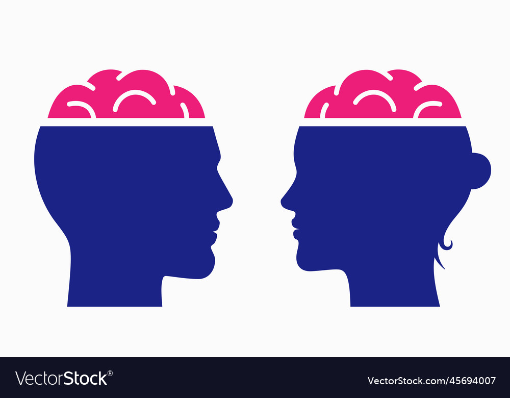 Man and woman with open heads and brains concept Vector Image