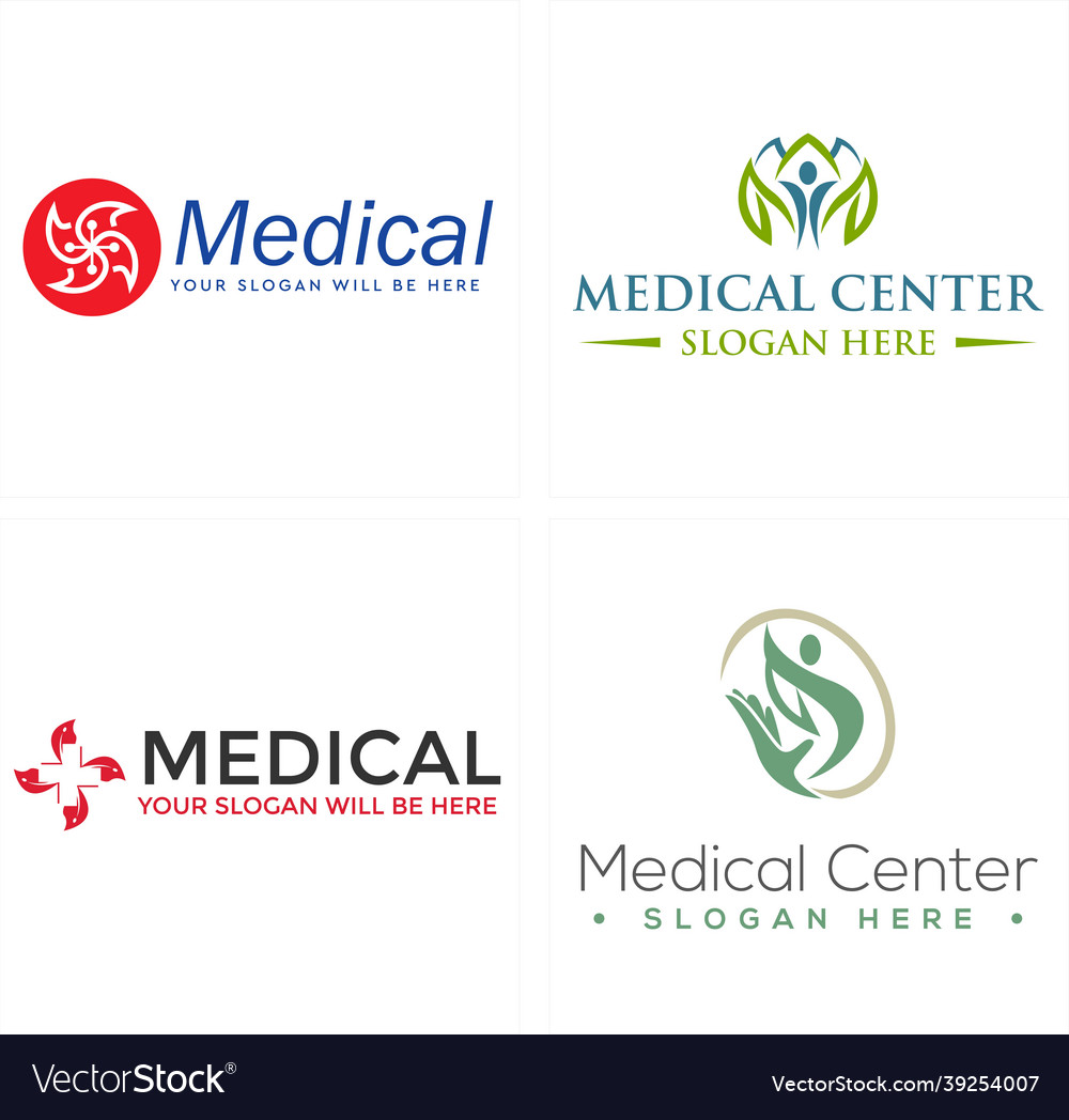 Medical center people health care logo design