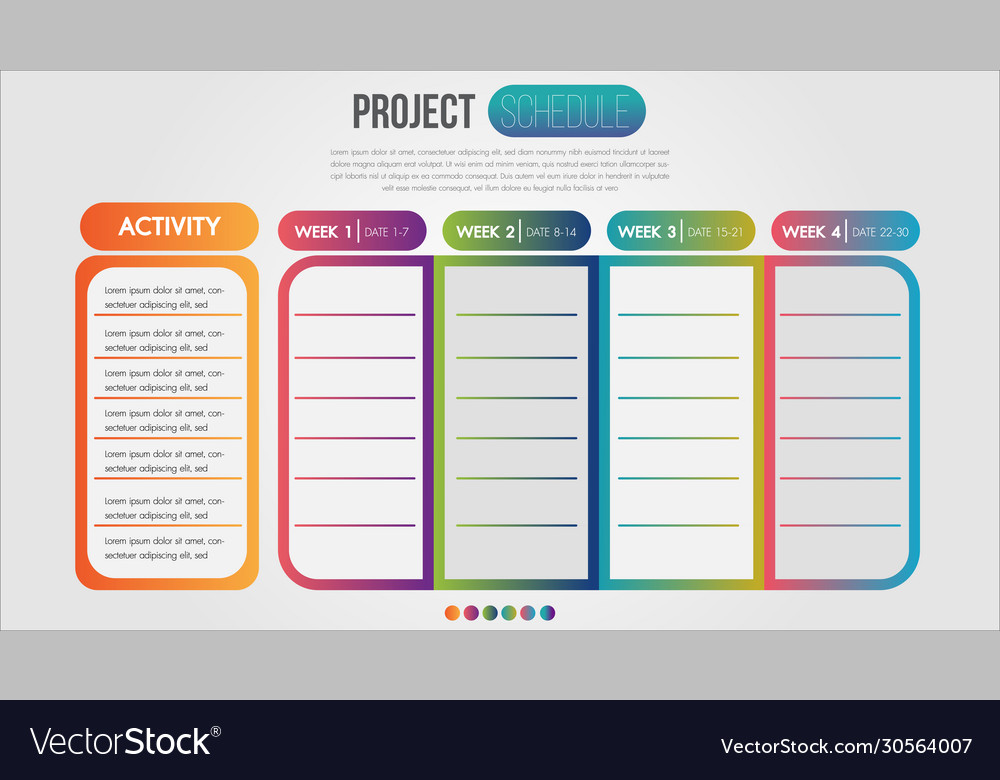 Project Schedule Chart Daily And Weekly Timetable Vector Image