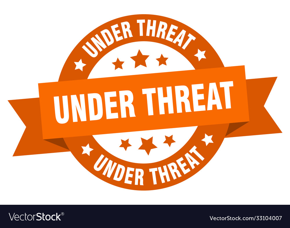 Under threat round ribbon isolated label