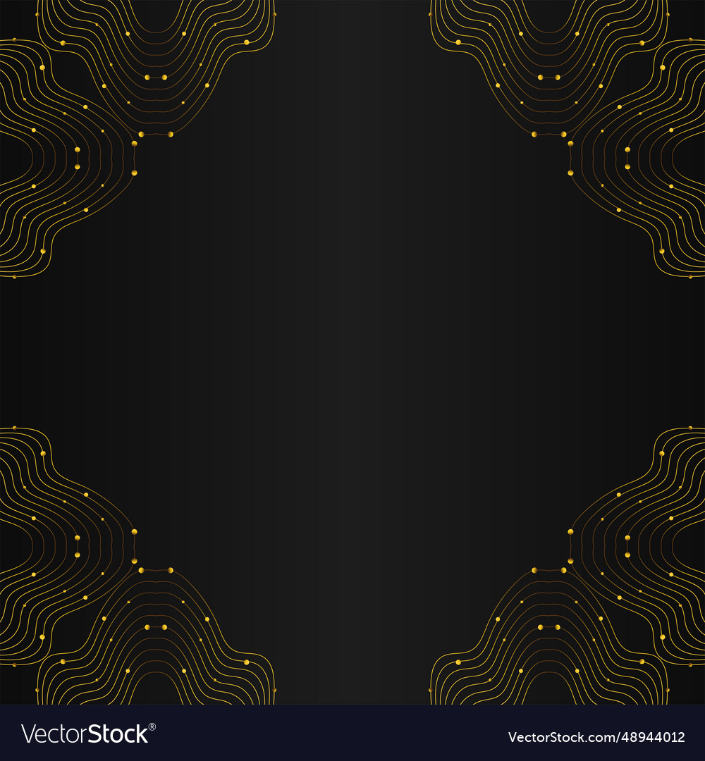 Abstract gold line frame decoration on black