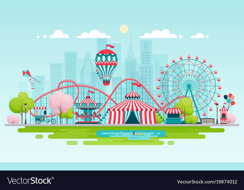 Amusement park urban landscape Royalty Free Vector Image