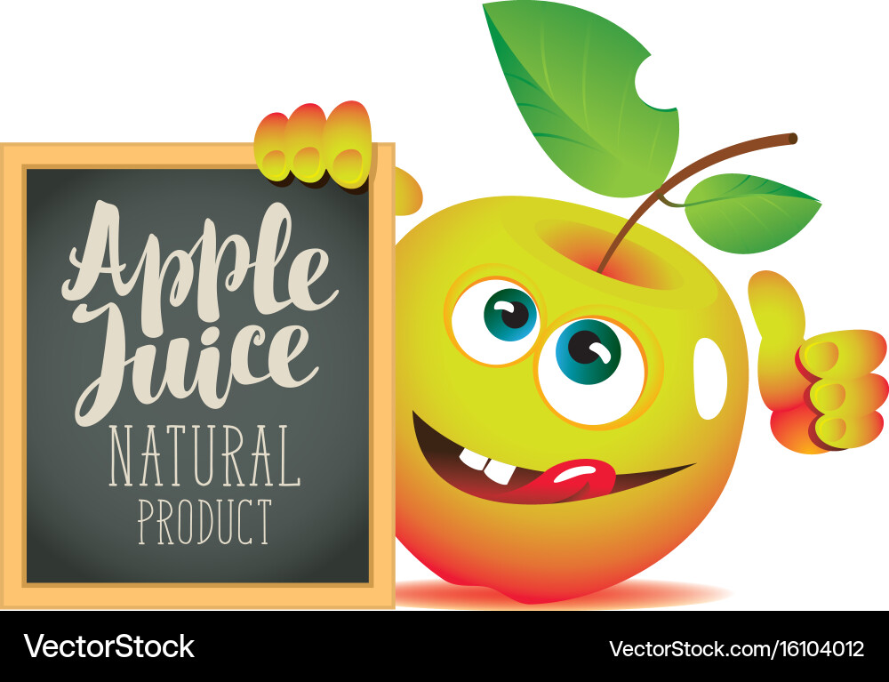 Banner For Fresh Juice With Funny Apple Royalty Free Vector