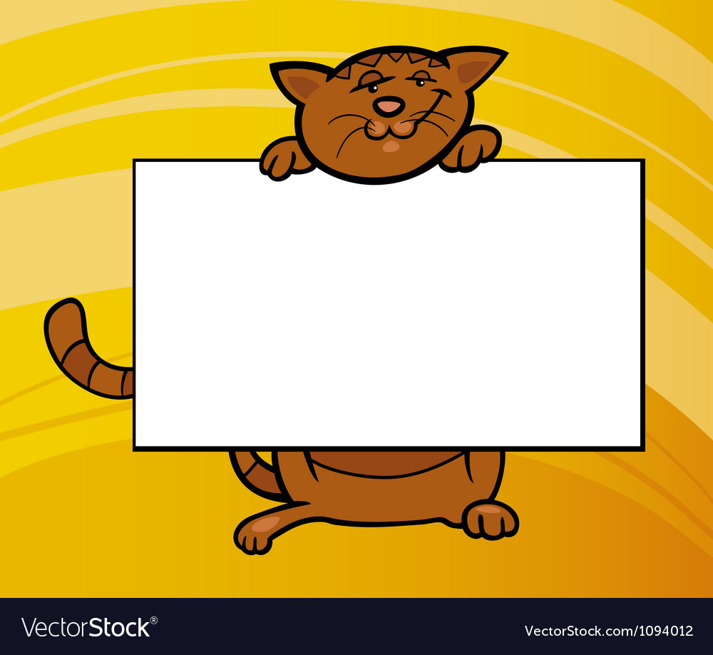 Cartoon cat with board or card Royalty Free Vector Image